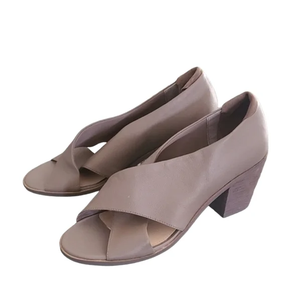 KELSI DAGGER BROOKLYN Kacey Portobello Sandals 11 Gray Criss Cross Heels ANTHRO - Picture 6 of 15